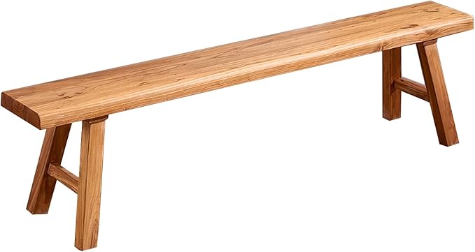47.2in Wood Bench Indoor – Rustic Farmhouse Entryway Bench, Skinny Bench Design, Made of Extra-Thick Solid Wood, Perfect for Dining Room, Hallway, or End of Bed