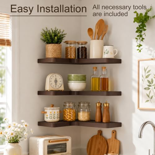 Floating Corner Shelves Solid Pinewood Wall Mounted Shelf - Image 5