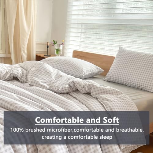 NSNLGSGC Light Gray Gingham King Comforter Set, 3 Pieces - Image 4