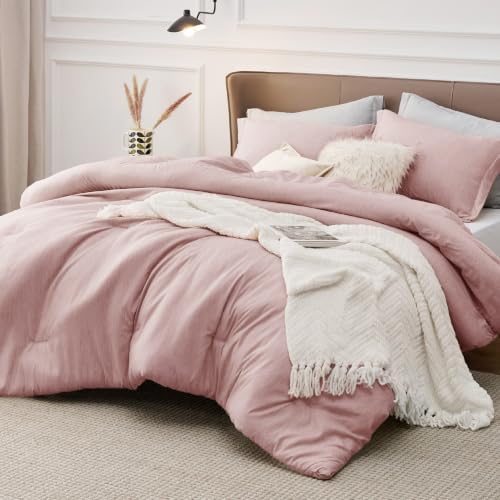 Bedsure Pink Twin Comforter Set, Soft College Dorm Room Essentials 2 Pcs - Image 2