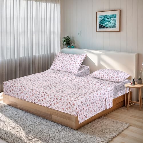 RUVANTI 100% Cotton Split King Sheets, Percale Sheet Set - Image 2