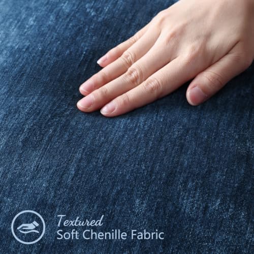 Pallene Chenille Soft Navy Blue Throw Pillow Cover 12x20 Set of 2 - Image 3