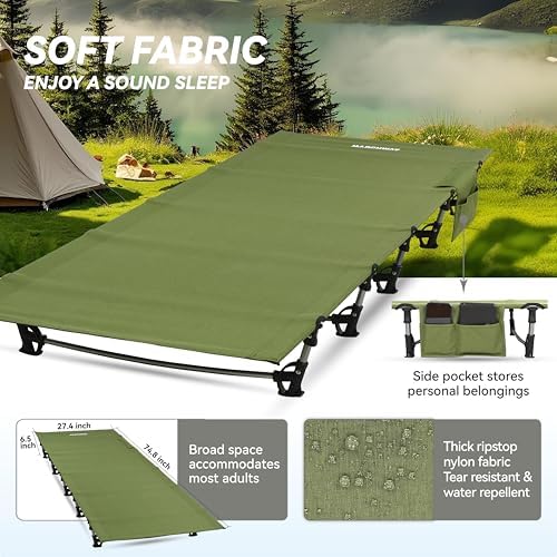 MARCHWAY Ultralight Folding Camping Cot Bed, Supports 275 lbs - Image 3