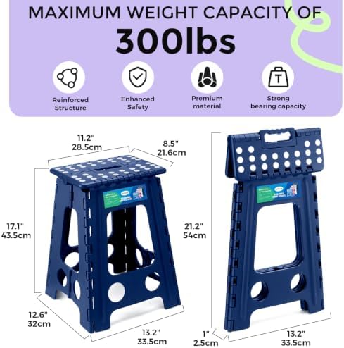 Dyforce Folding Step Stool 17.5 Inch, 400lbs Foldable Step Stool - Image 2