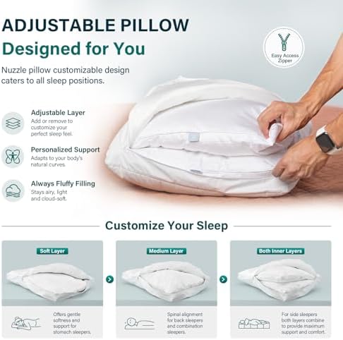 Nuzzle Pillow Standard Adjustable Neck Pillow, Soft Luxury Hotel Feel - Image 2