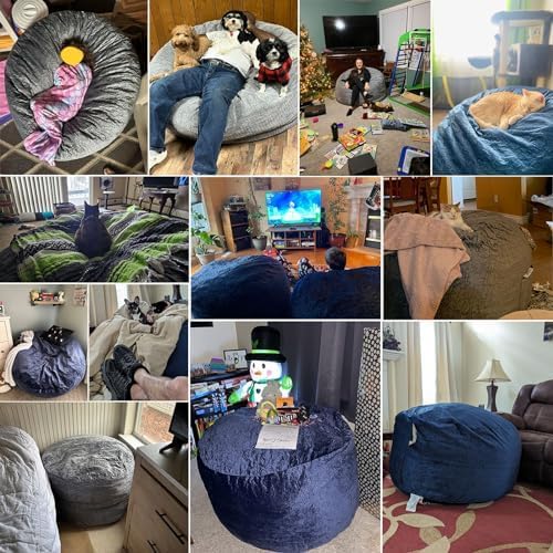 3 Ft Large Bean Bag Chairs for Adults/Teens with Memory Foam Filling, Comfy Bean Bag Sofa with Filler Included, Soft Dutch Velvet Fabric Beanbags,3 Foot, Black