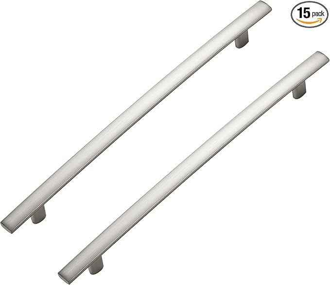 15 Pack Cabinet Handles 7.5" Hole Center - Curved Cabinet Pulls Brushed Nickel Drawer Pulls for Kitchen Cupboard Solid Hardware for Dresser Drawer Arch Hardware