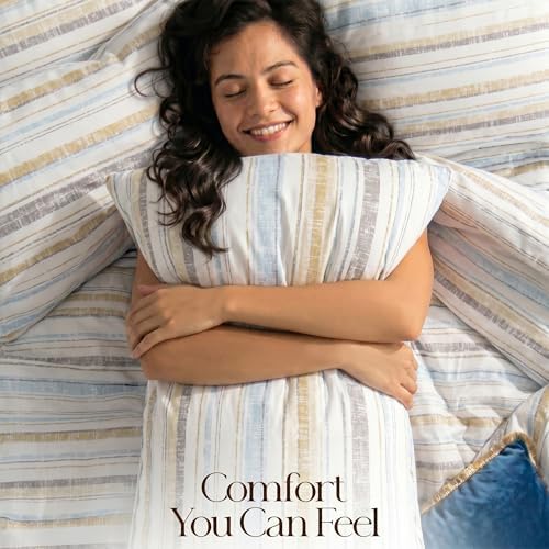 Utopia Bedding 3 Pc King Comforter Set, Printed Comforter, Cottage Stripe - Image 3