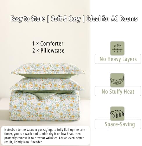 Sage Whimsical Wildflower Botanical Cotton Comforter King Size 3PC - Image 7