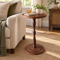 Round Drink Table, Small Pedestal Side Table, Martini Table, Dark Walnut by Unknown