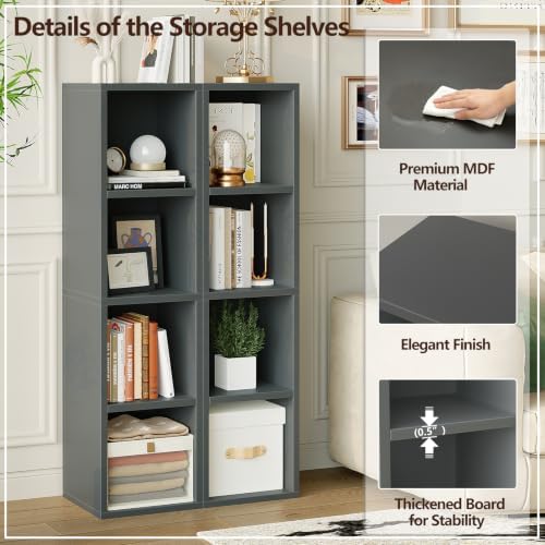 Zenira 4-Tier Bookcase, 4 Cube Storage Organizer, Narrow Bookcase - Image 6