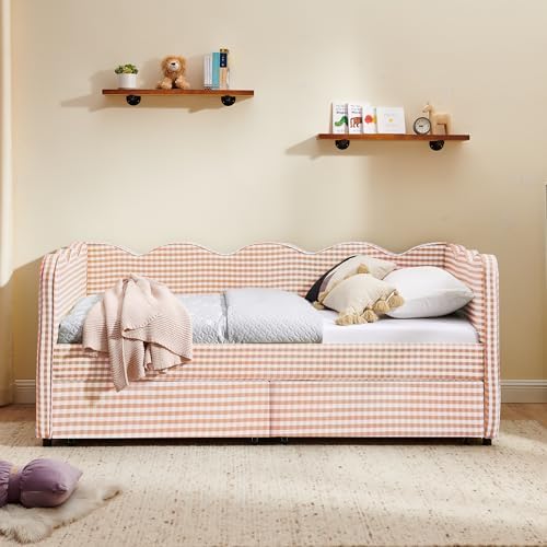 KEIKI Twin Size Upholstery Gingham Daybed - Image 4