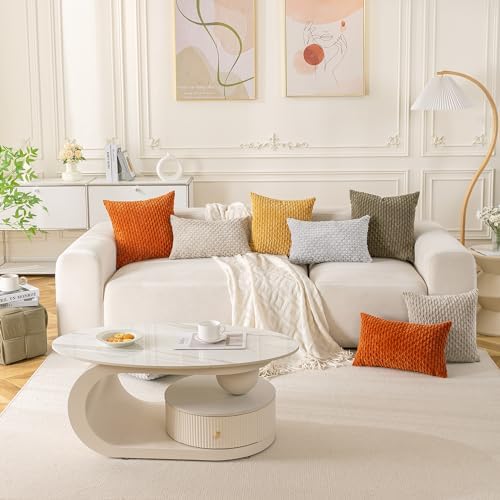 Set of 4 Burnt Orange Decorative Throw Pillow Covers 24x24 Inch Corduroy Pillow - Image 2