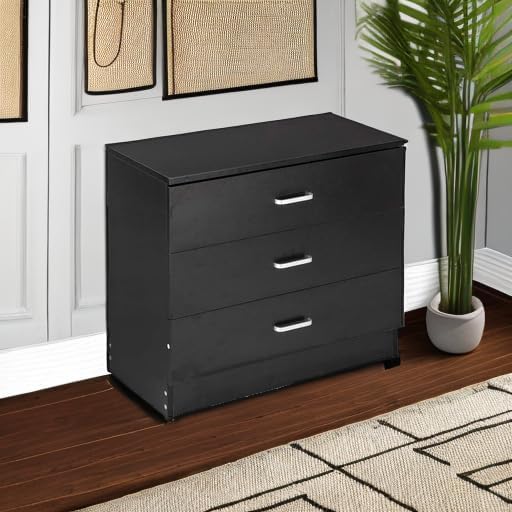 Karl home Black 3 Drawer Dresser, Modern Small Chest of Drawers - Image 2