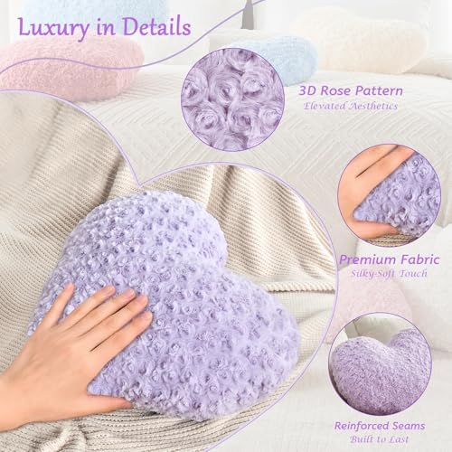 Purple Throw Pillows, Cute Heart Pillow, Decorative Pillows - Image 5