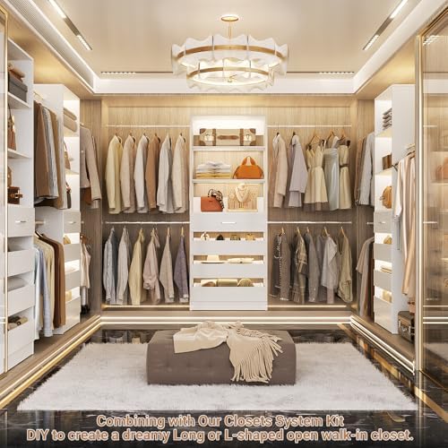 Aheaplus Closet System, 3.4-7FT Wood Closet Organizer - Image 5