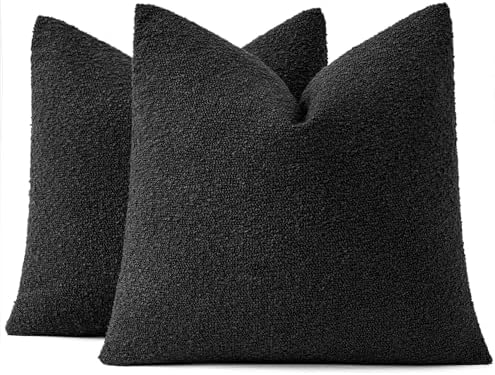 MIULEE 24x24 Decorative Euro Sham Boucle Couch Pillow Covers Black - Image 6