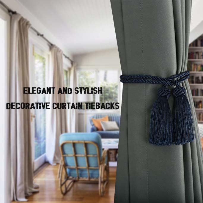 BEL AVENIR 2 Pack Handmade Rope Tassel Curtain Tiebacks - Image 5