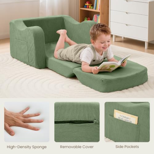 Kids Sofa Chair, 2-in-1 Kids Couch, Fold Out Foam Sofa - Image 4