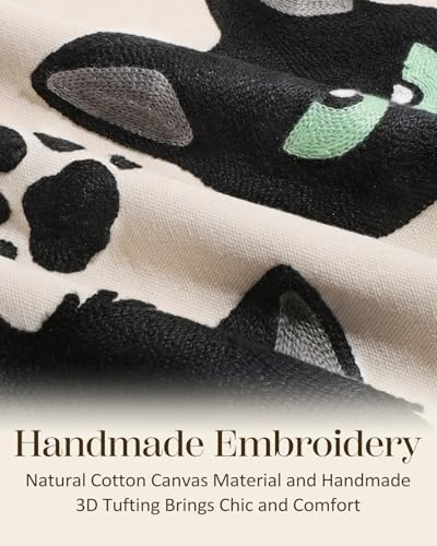 Embroidered Lumbar Pillow Cover 20x12 Inch, Cat Bone - Image 2