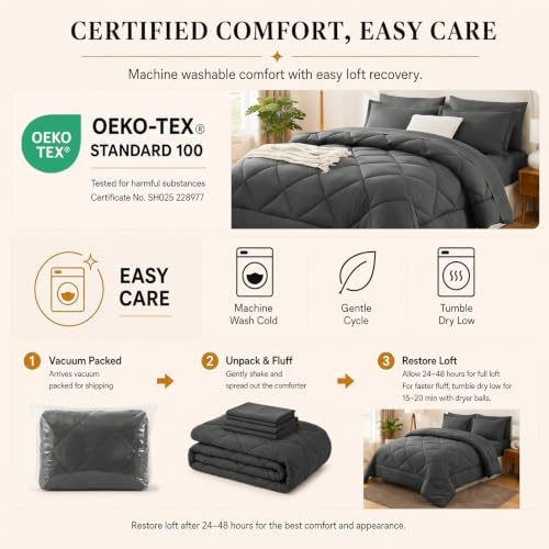 CozyLux Twin Comforter Set 68"x88" White - Image 4