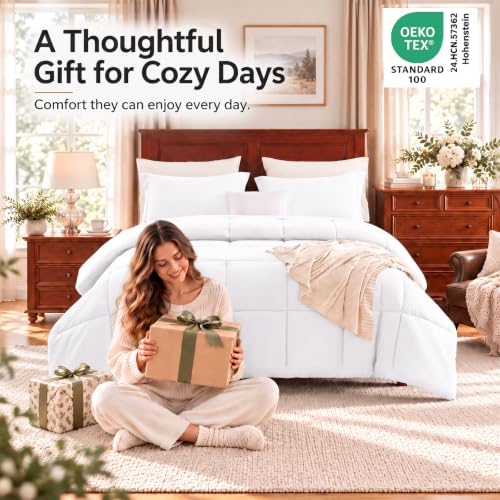 CozyLux King Size Comforter Set, 3-Piece Box-Stitched - Image 4