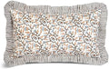 Ridhi Brown Meadow Vine Block Print Ruffle Pillow Sham 20x12 Inch Set of 1 by Ridhi