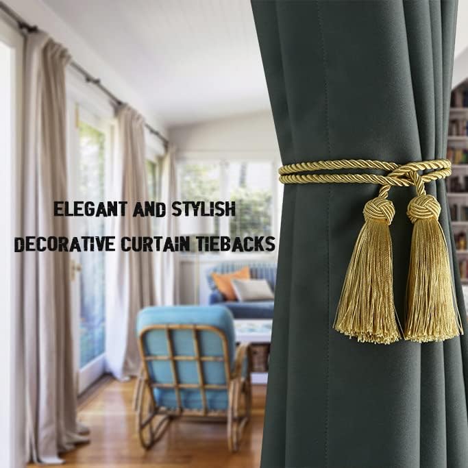 BEL AVENIR 4 Pack Handmade Rope Tassel Curtain Tiebacks - Image 5