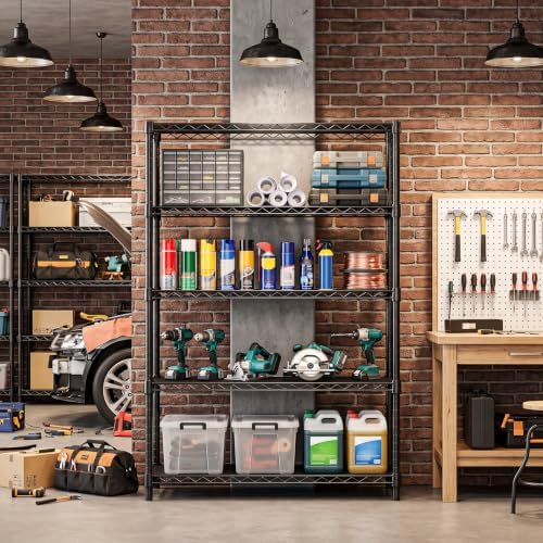 5-Tier Garage Shelving Unit, Heavy Duty Metal Wire Shelving - Image 2