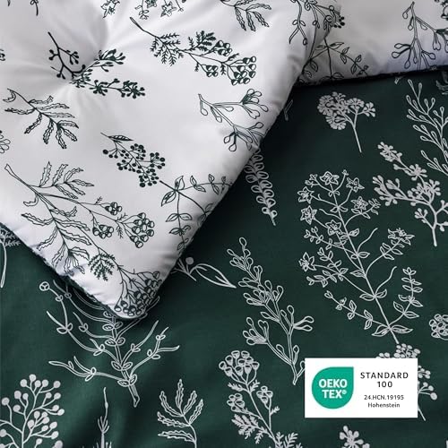 Bedsure Floral Comforter Set Cute Bedding Set Twin/Twin XL Dark Green - Image 5