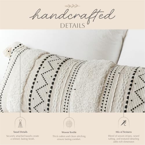 BlissBlush 18X18 Throw Pillow Cover, Cream Neutral Square Decorative Cushion - Image 3
