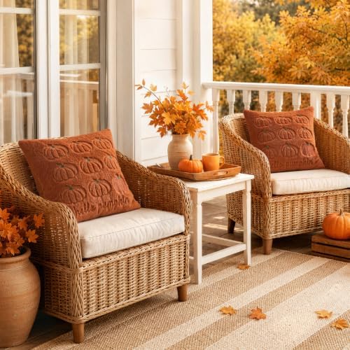 MIULEE Fall Pumpkin Pillow Covers 20x20 Rust Fall Decor - Image 6