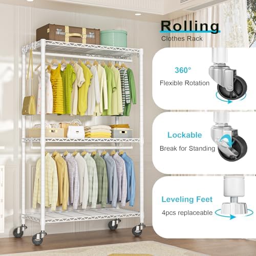 P3 Rolling Clothes Rack, Clothing Racks - Image 4