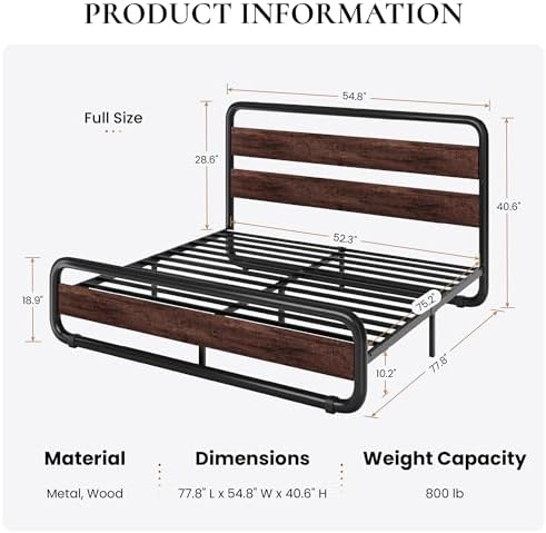 SHA CERLIN Full Size Metal Bed Frame - Image 2