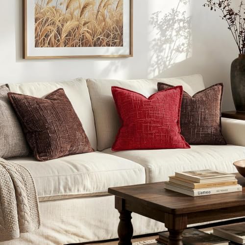 MIULEE Slubby Textured Christmas Throw Pillow Covers Red 18x18 - Image 6