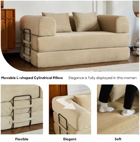 59" Convertible Floor Sofa Bed, Boneless Couches - Image 5