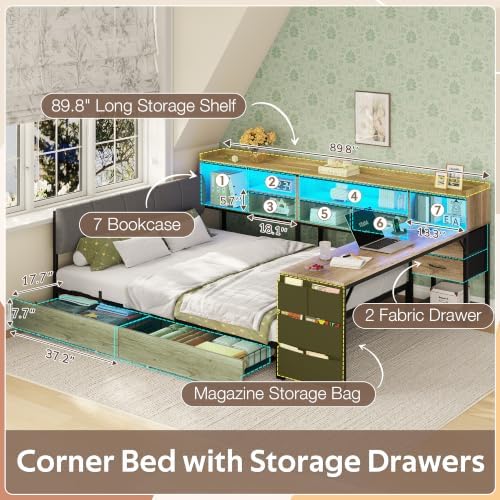 Dnxao Space-Saving Corner Bed Frame Full - Image 3