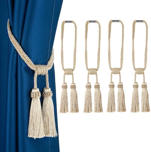 Magnetic Curtain Tiebacks Handmade Tassel Drapery Holdback by fenghuangwu