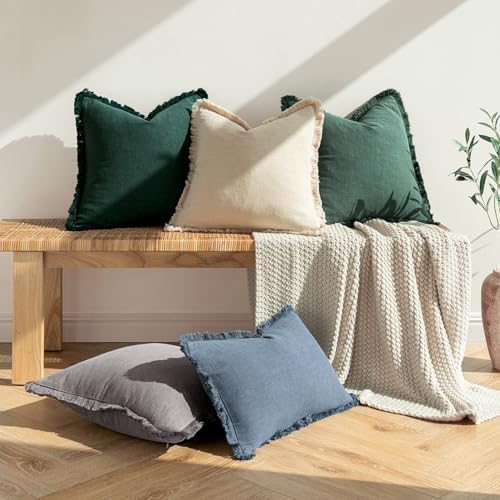 MIULEE Linen Fringe Christmas Lumbar Throw Pillow Covers Army Green 12x20 - Image 6