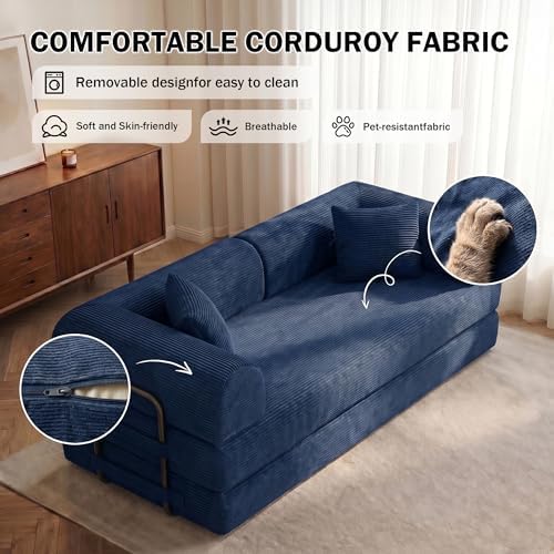 79" Convertible Futon Sofa Bed, Boneless Couch - Image 5