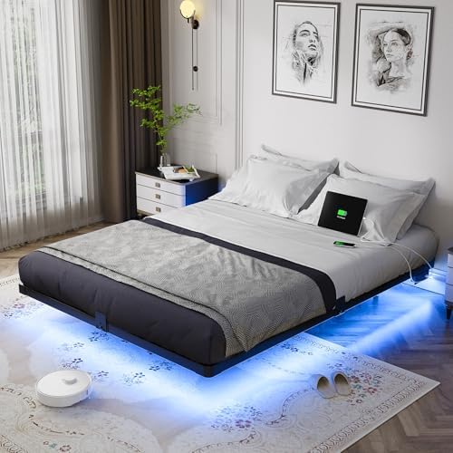 OLEVS Floating Bed Frame Queen Size Metal by OLEVSHOME