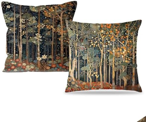 Rustic William Morris Style Fall Forest Pillow Covers 22x22 Set of 2 by Unknown