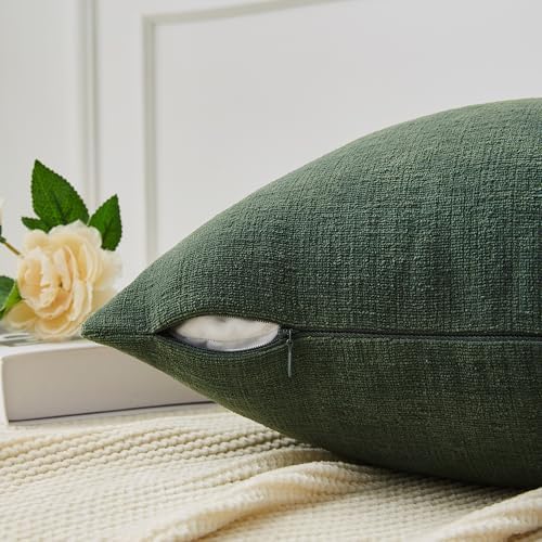 GAWAMAY Dark Green Chenille Throw Pillow Covers 22x22 Set of 2 - Image 6