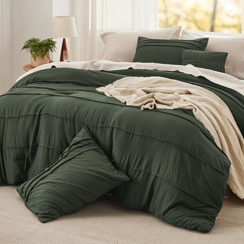 Bedsure Oversized King Comforter Set 4-Pc, Olive Green Boho, All-Season by BEDSURE