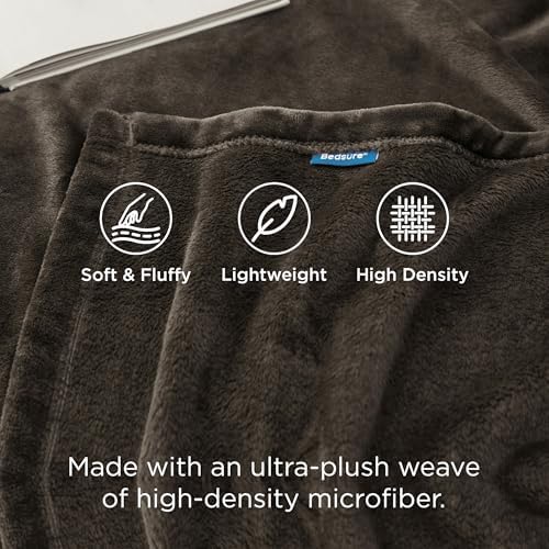 Bedsure GentleSoft Fleece Blankets Queen Size Brown - Image 3