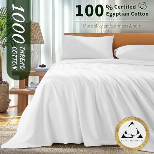 100% Egyptian Cotton Sheet Set 4 Piece, Luxury 1000 Thread Count - Image 2