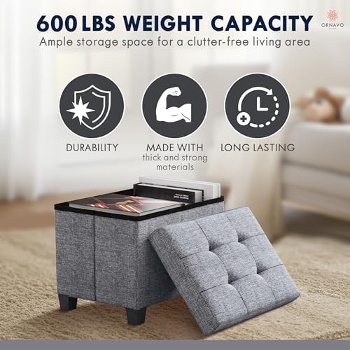 Ornavo Home Small Rectangle Storage Ottoman - Image 5