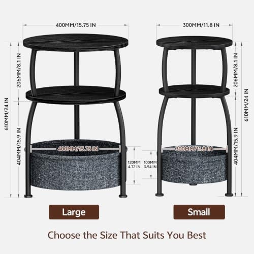 Round Side Table with Storage Basket, End Table Living Room - Image 3