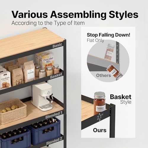HOMEDANT House Black 36.2" W 5 Tier Storage Shelves Garage Shelving Unit - Image 5