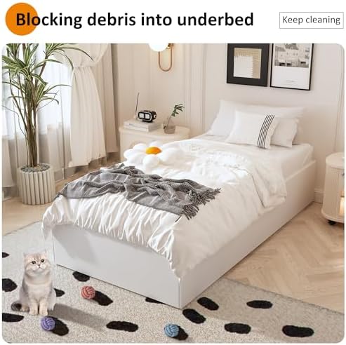 Twin Bed Frame with White Fabric Cover 14 Inch, Heavy Duty Metal Bed Frame Twin - Image 4